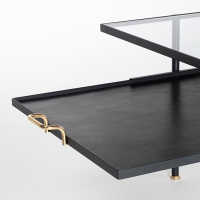 Accessories Table Nizza - Svenskt Tenn Online - Width 58 cm, Length 71 cm, Leather, Black, Per Öberg