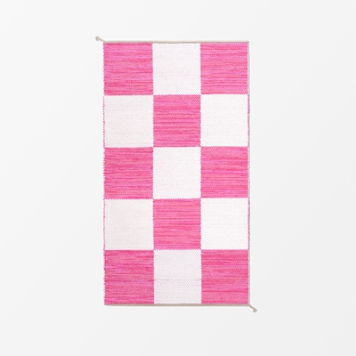 Rug Dubbelbindning Schackruta - Svenskt Tenn Online - Width 90 cm, Length 210 cm, Pink White, Margit Thorén