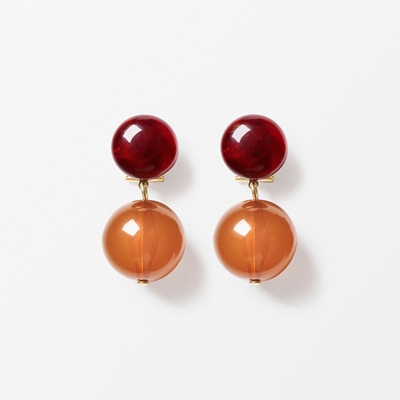 Earrings Milano Sphere - Svenskt Tenn Online - Height 4 cm, Red Amber, Lorena Taddei
