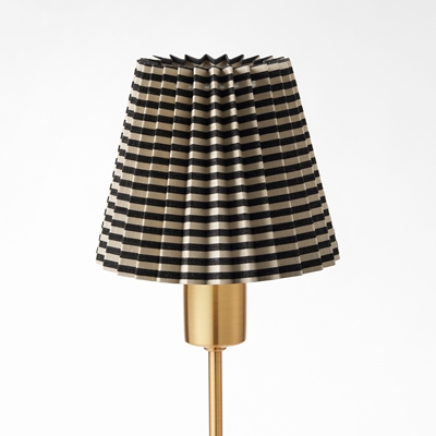Pleated Lampshade - Svenskt Tenn Online - Height 14,5 cm, Cotton Linen, Moiré stripe, Ebony, Svenskt Tenn